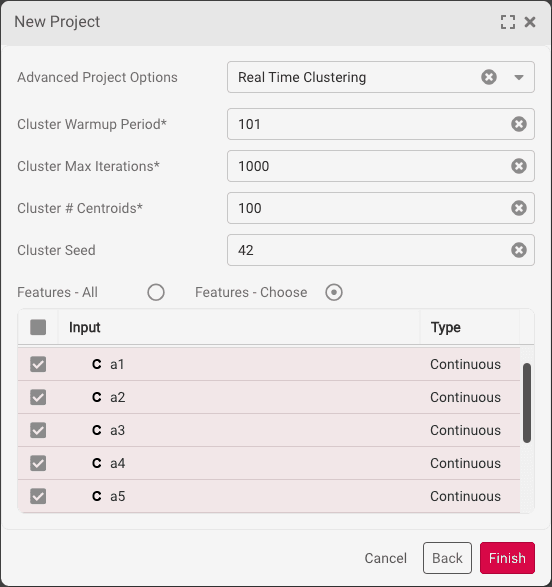 Advanced Options - Clustering