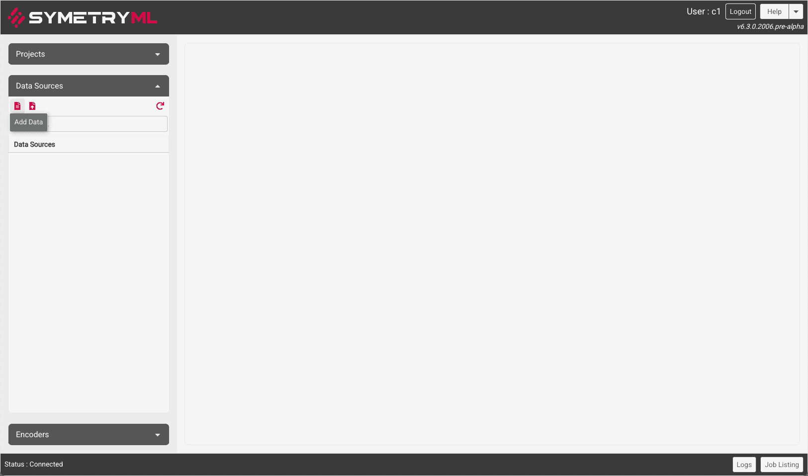 Data Sources: Select Add data button