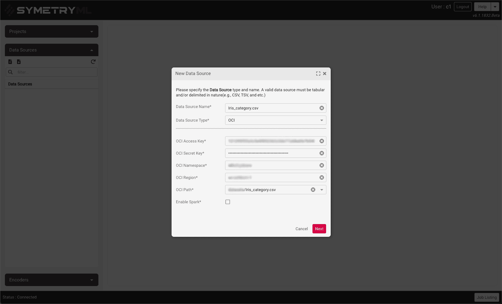 OCI: Enter account information