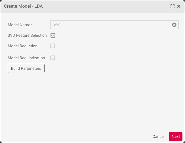 Model Build Parameters