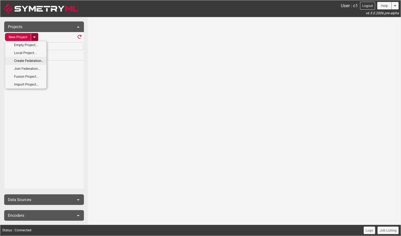 SymetryML GUI : Creating a Federation
