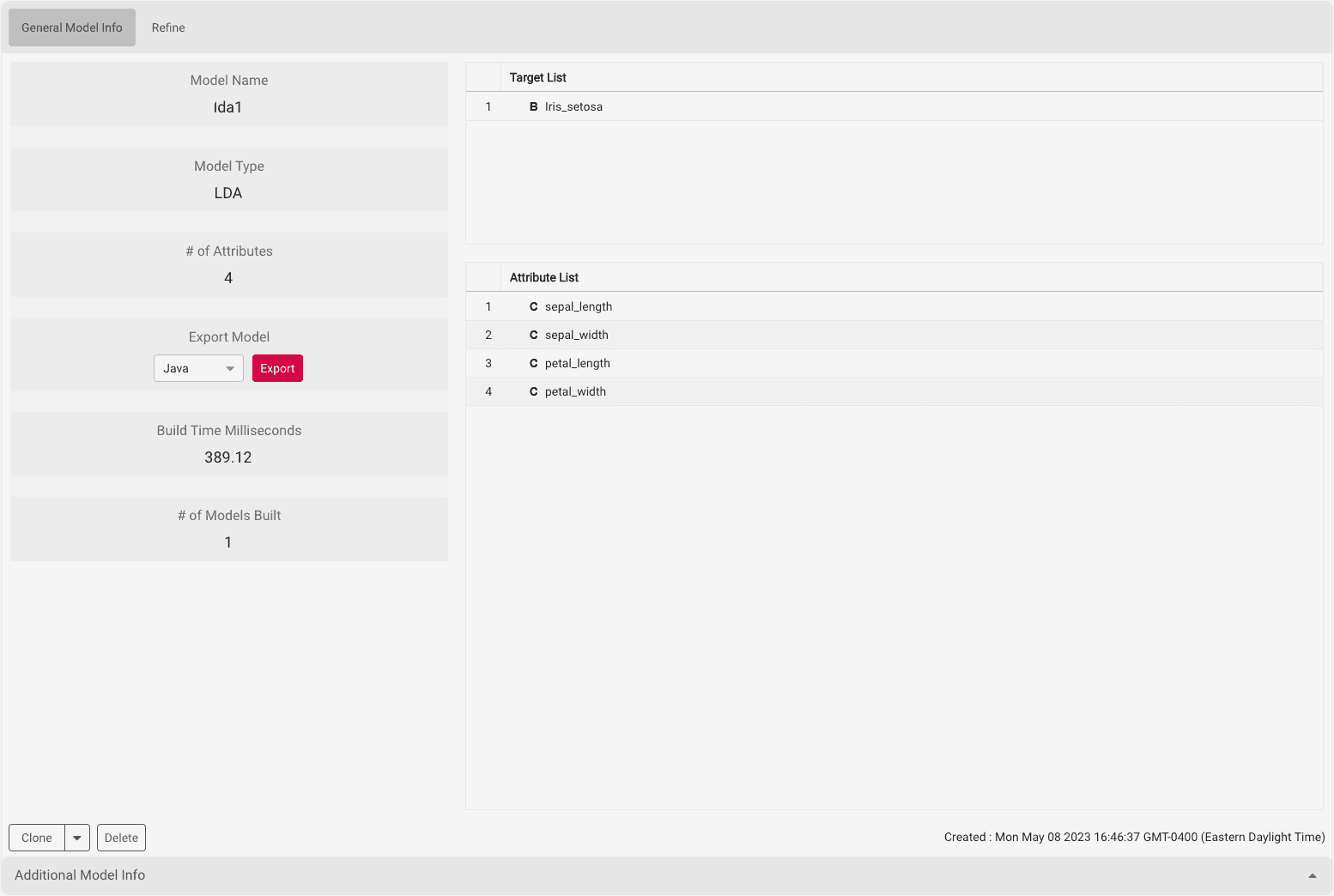 Linear Model Metadata