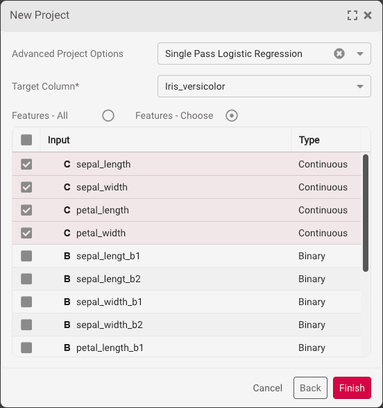 Single Pass Logistic Regression Parameters