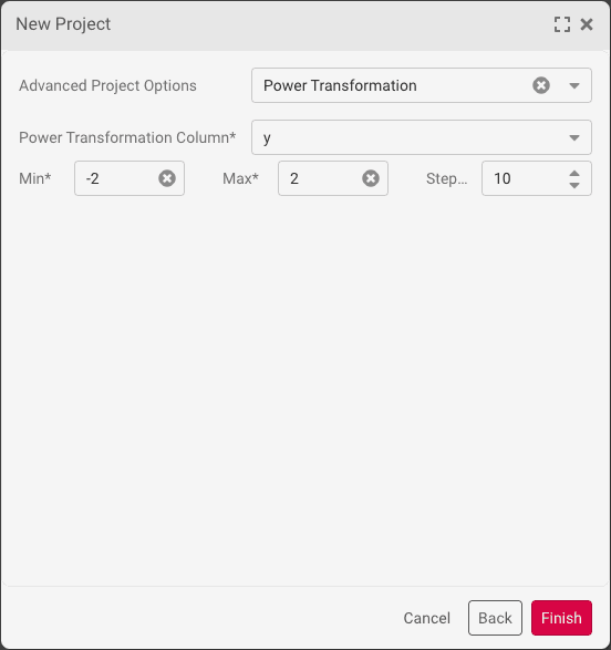 Advanced Options - Power Transformation