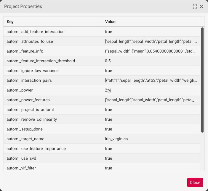 Project Properties - Detail