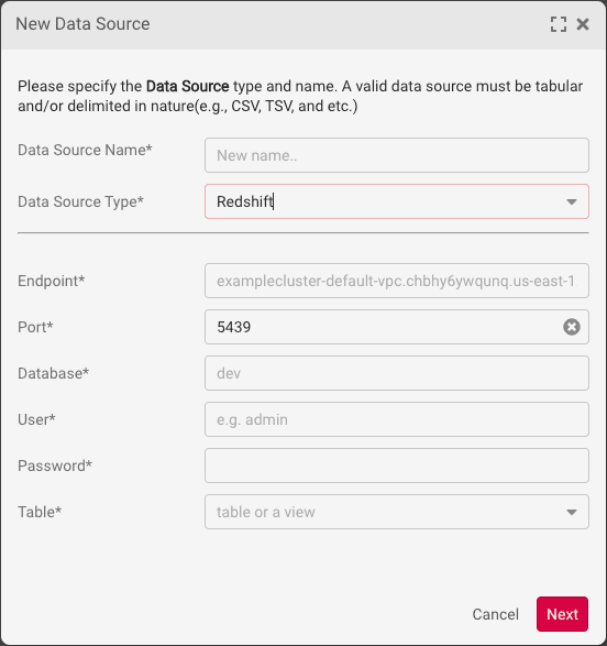Redshift Data Source