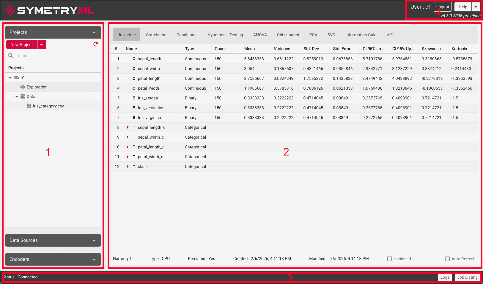SymetryML GUI Main Components
