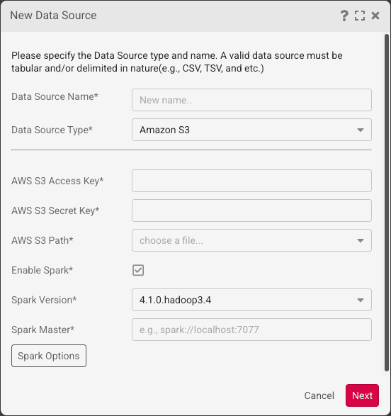 Spark Required Inputs